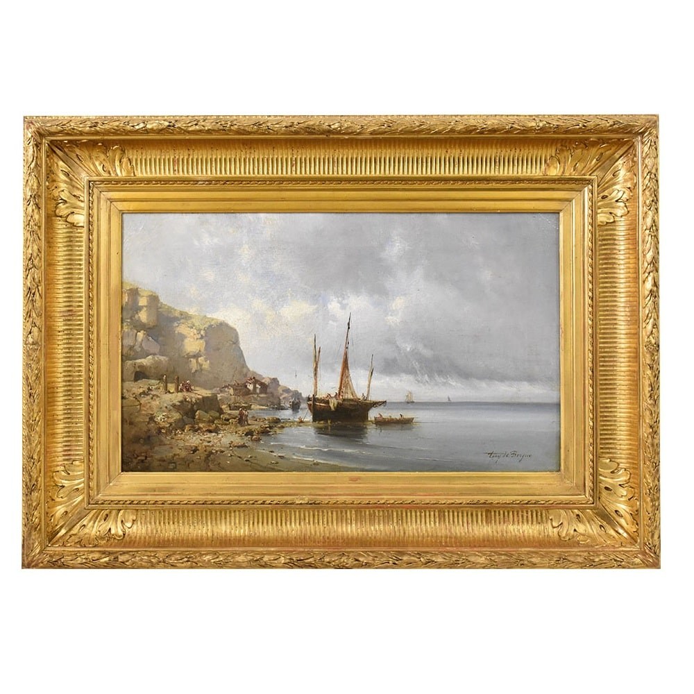 QM492 1a antique old painting seascape oil painting XIX century.jpg
